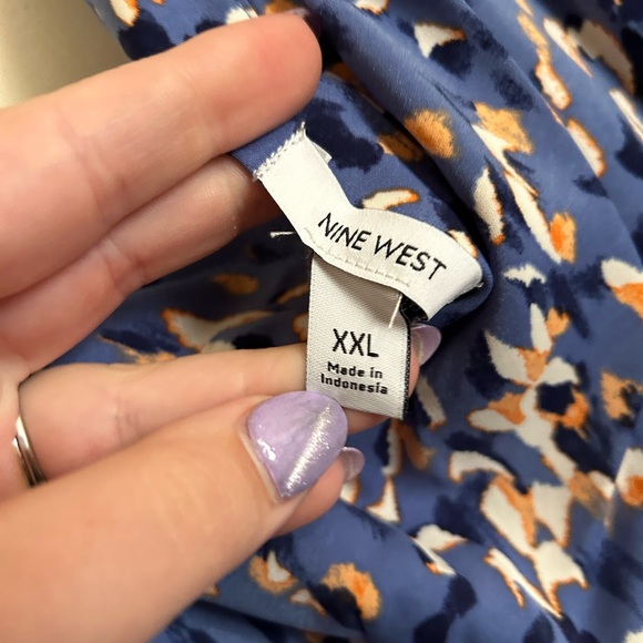 Ninewest One Shoulder Blue Floral Cocktail Dress - XXL - Picture 3 of 4